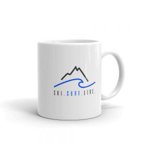Novelty Mug - Ski Surf Live Mug, Surfer, Skier, Skiing, Surfing, Ski and Surf Lover, Coffee Mug, Gift Mug, Colleague, Friend, Workmate