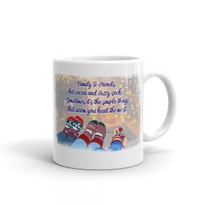 Novelty Mug - Family Friends and Fuzzy Socks - Christmas Mug, Christmas Gift, Cute Design